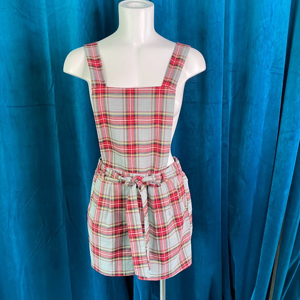 Must HAVE School Girl Plaid Back Overall Romper